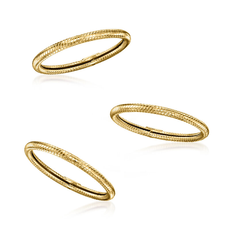 18kt Yellow Gold Jewelry Set: Three Roped Rings image number 3