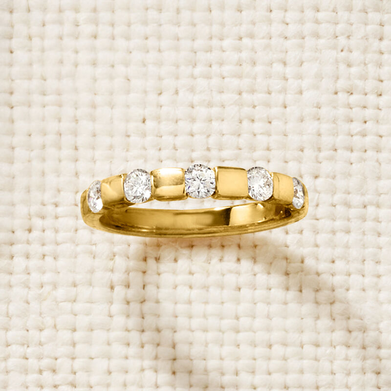 .50 ct. t.w. Lab-Grown Diamond Five-Stone Ring in 18kt Gold Over Sterling image number 3
