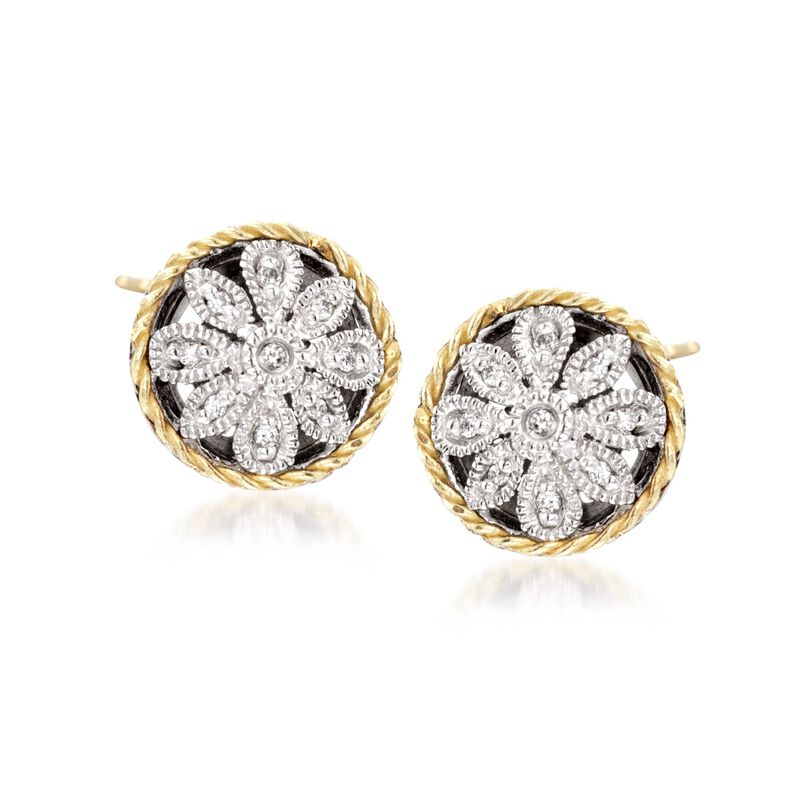 Andrea Candela Two-Tone Floral Earrings with Diamond Accents image number 0