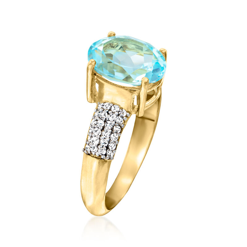 6.25 ct. t.w. Sky Blue Topaz and .20 ct. t.w. White Zircon Jewelry Set: Earrings and Ring in 18kt Gold Over Sterling image number 5