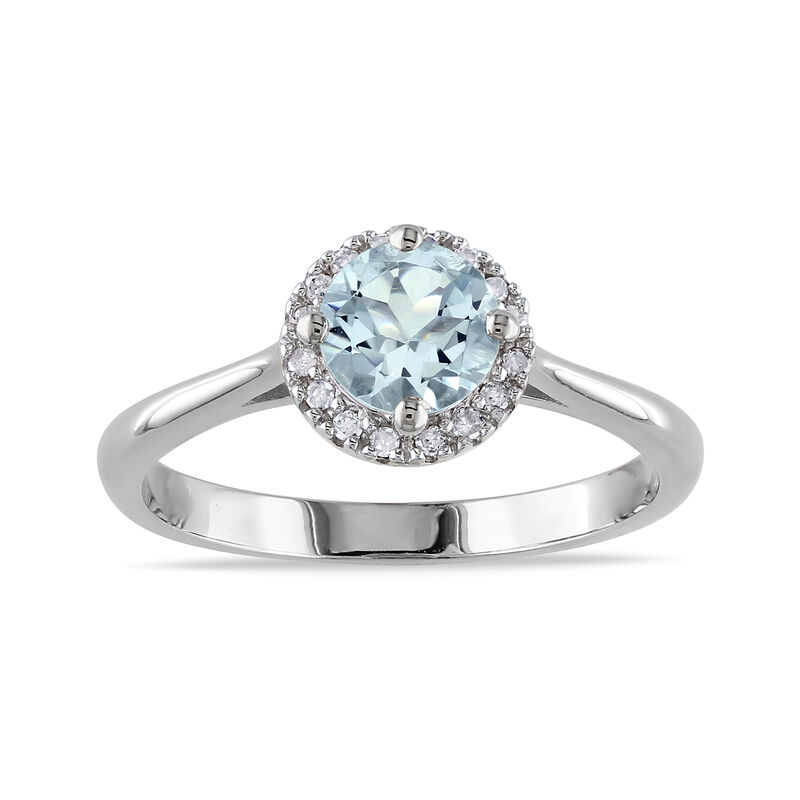 .70 Carat Aquamarine Ring with Diamond Accents in Sterling Silver image number 0