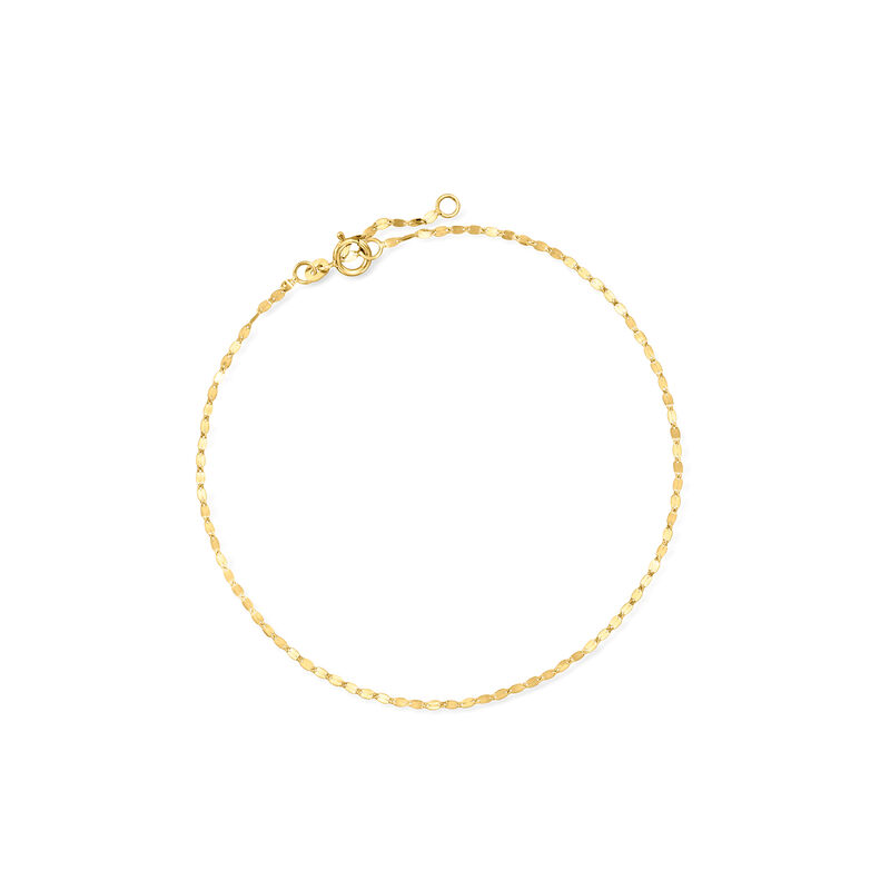 Italian 1.6mm 14kt Yellow Gold Lumachina-Chain Anklet. 9&quot; image number 0