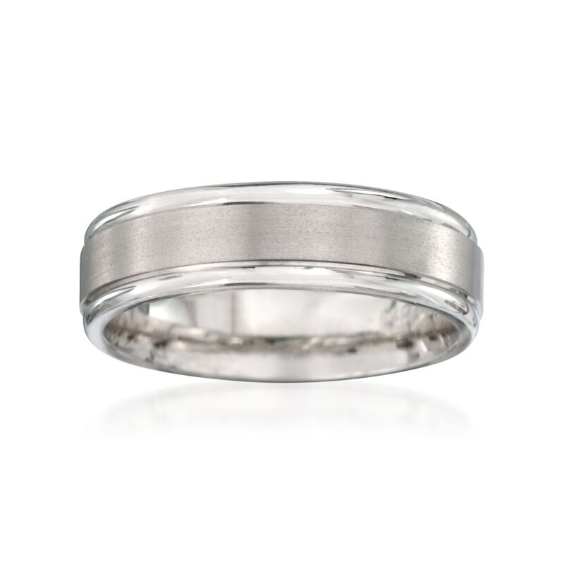 Men's 6mm 14kt White Gold  Wedding Ring image number 0