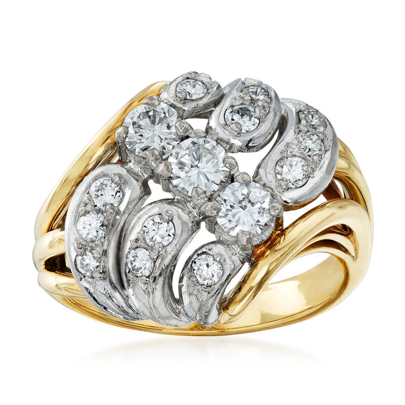 C. 1980 Vintage 1.00 ct. t.w. Diamond Cluster Ring in 14kt Two-Tone Gold image number 0