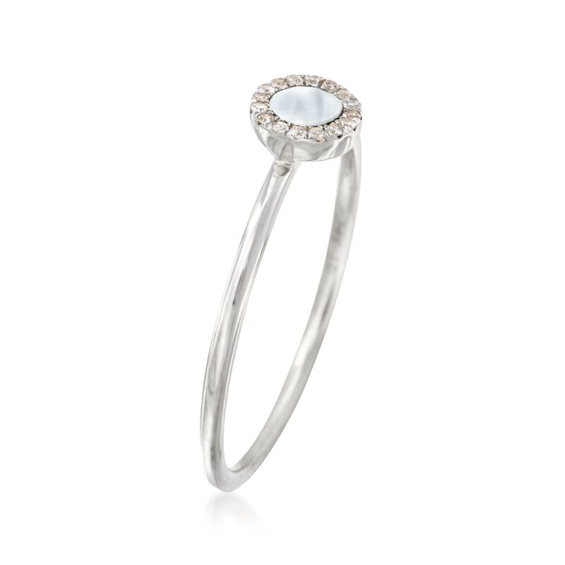 Mother-Of-Pearl Ring with Diamond Accents in 14kt White Gold  image number 2
