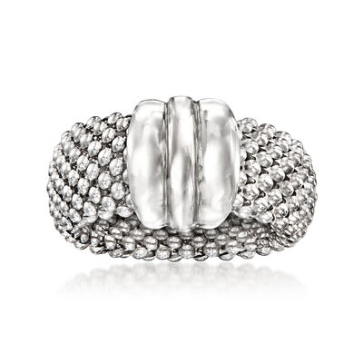 Italian Sterling Silver Popcorn-Chain Ring