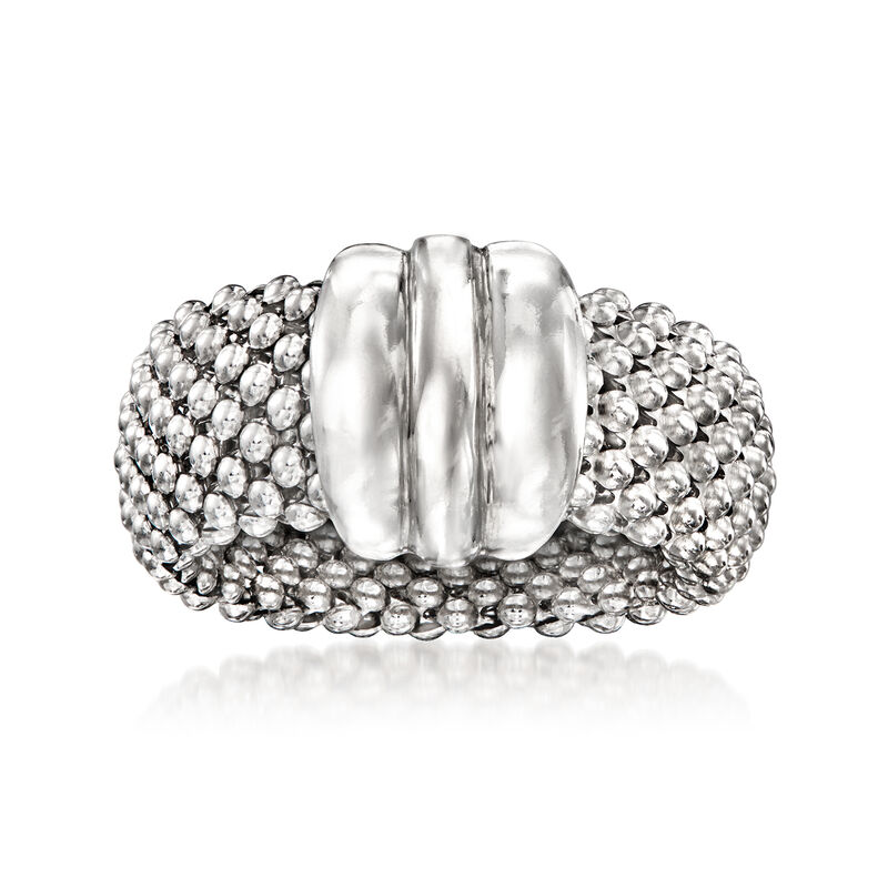 Italian Sterling Silver Popcorn-Chain Ring image number 0