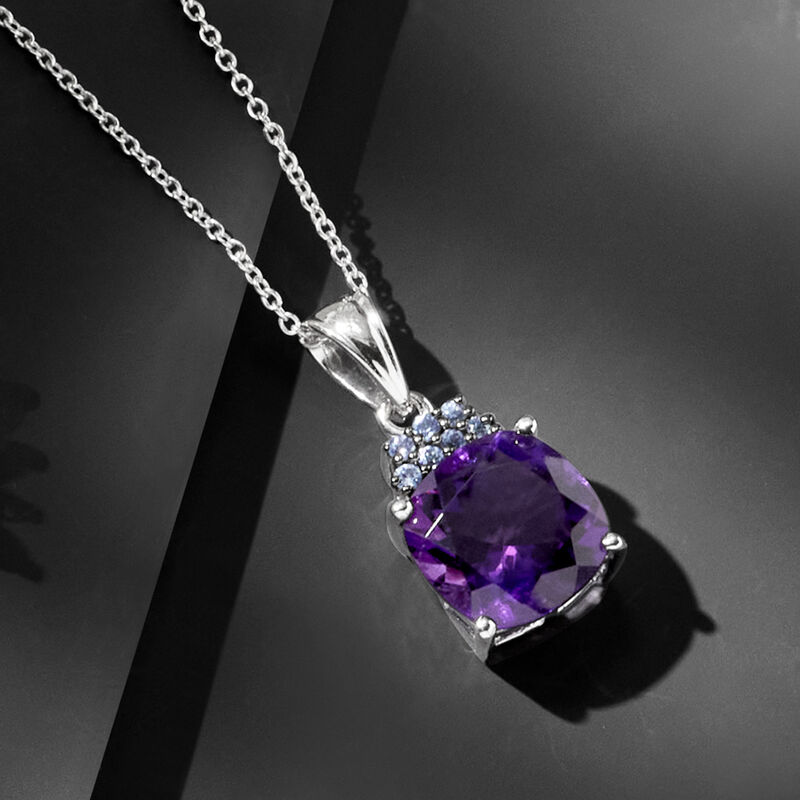 5.25 Carat Amethyst and .20 ct. t.w. Tanzanite Pendant Necklace in Sterling Silver image number 2
