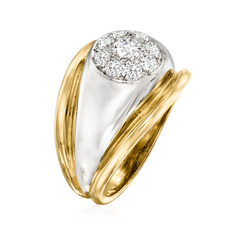 C. 1990 Vintage .85 ct. t.w. Diamond Cluster Ring in 14kt Two-Tone Gold. Size 10 image number 1