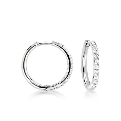 Lab-Grown Diamond Hoop Earrings in 10kt White Gold