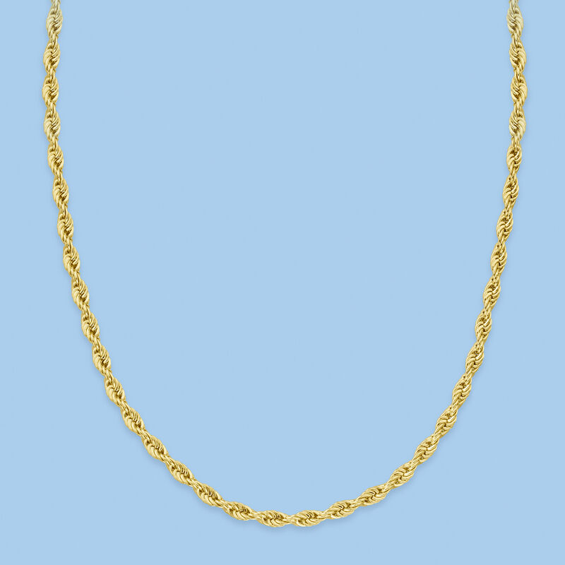 2mm 18kt Gold Over Sterling Rope-Chain Necklace image number 2