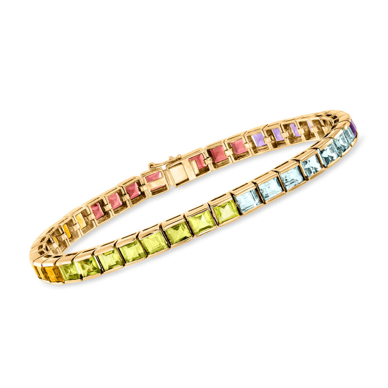 C. 1980 Vintage 14.50 ct. t.w. Multi-Gemstone Bracelet in 14kt Yellow Gold image number 0