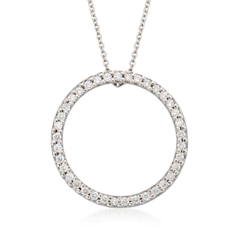 Roberto Coin .26 ct. t.w. Diamond Open Circle Pendant Necklace in 18kt White Gold image number 0