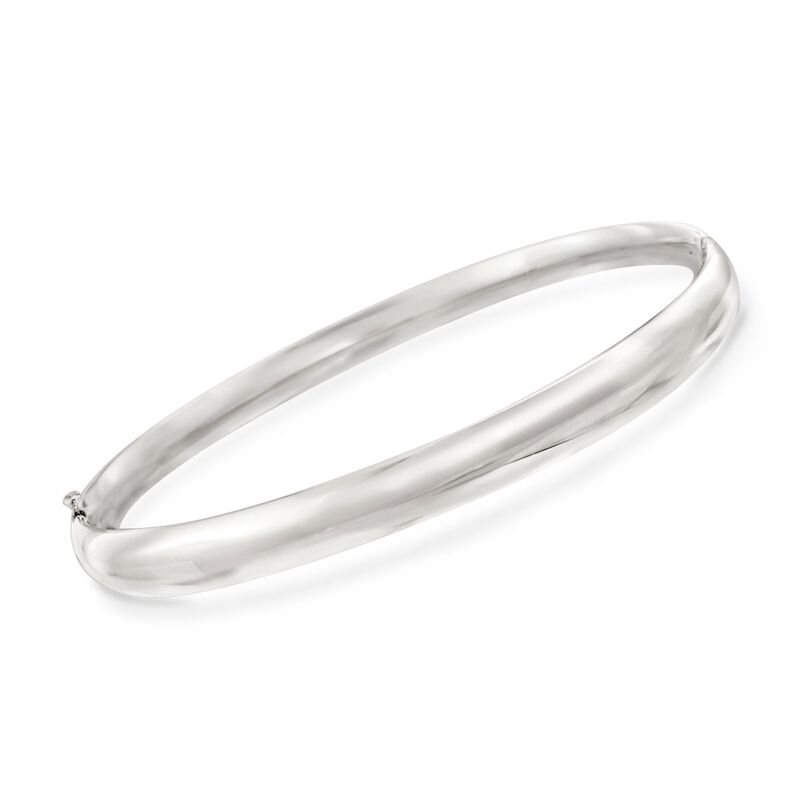 6mm 14kt White Gold Bangle Bracelet image number 0