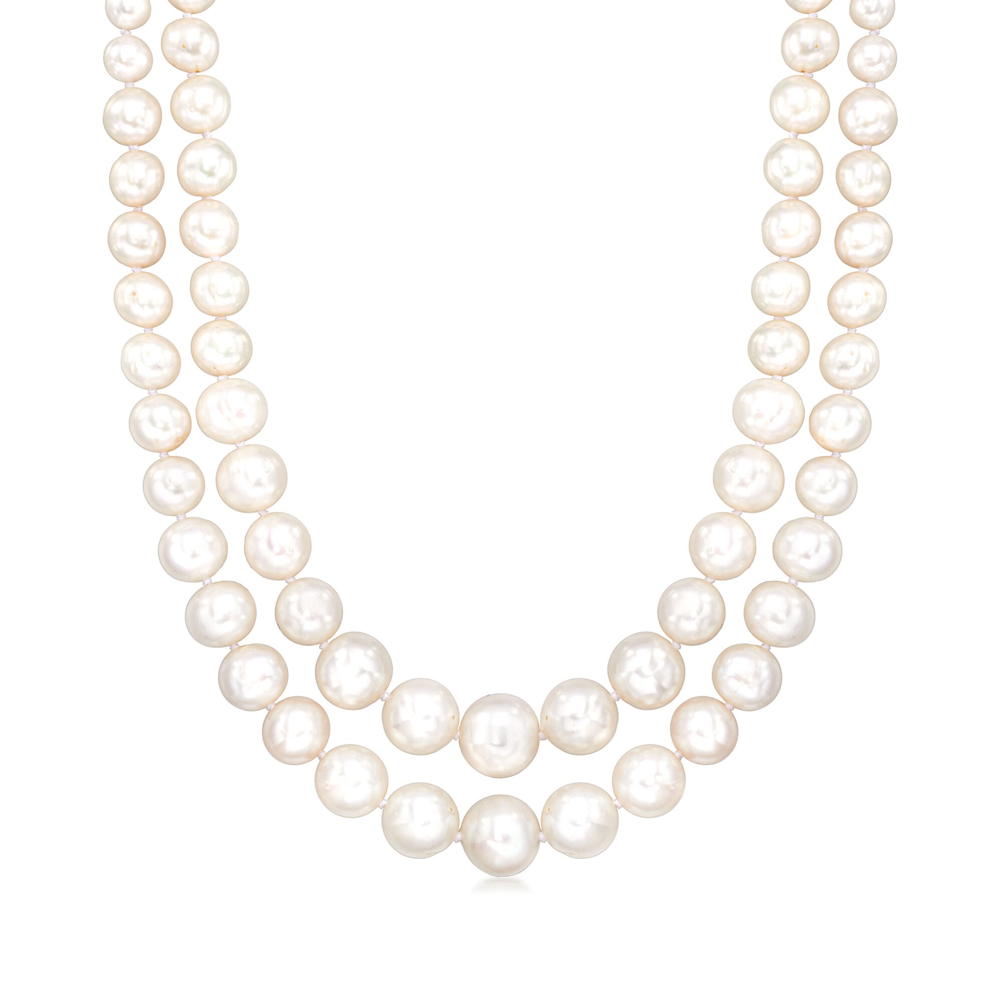 5-11mm Cultured Pearl Two-Strand Necklace with Sterling Silver