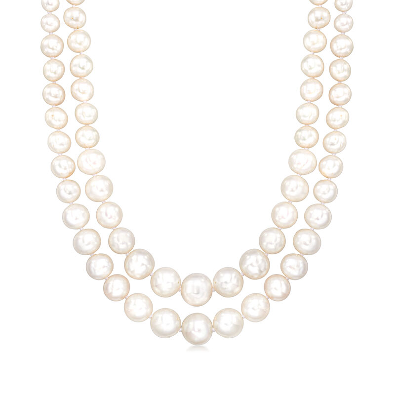 5-11mm Cultured Pearl Two-Strand Necklace with Sterling Silver image number 0