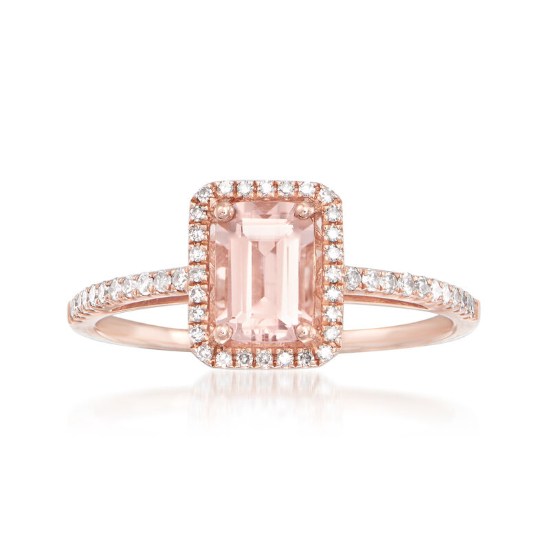 .90 Carat Morganite and .22 ct. t.w. Diamond Ring in 14kt Rose Gold image number 0
