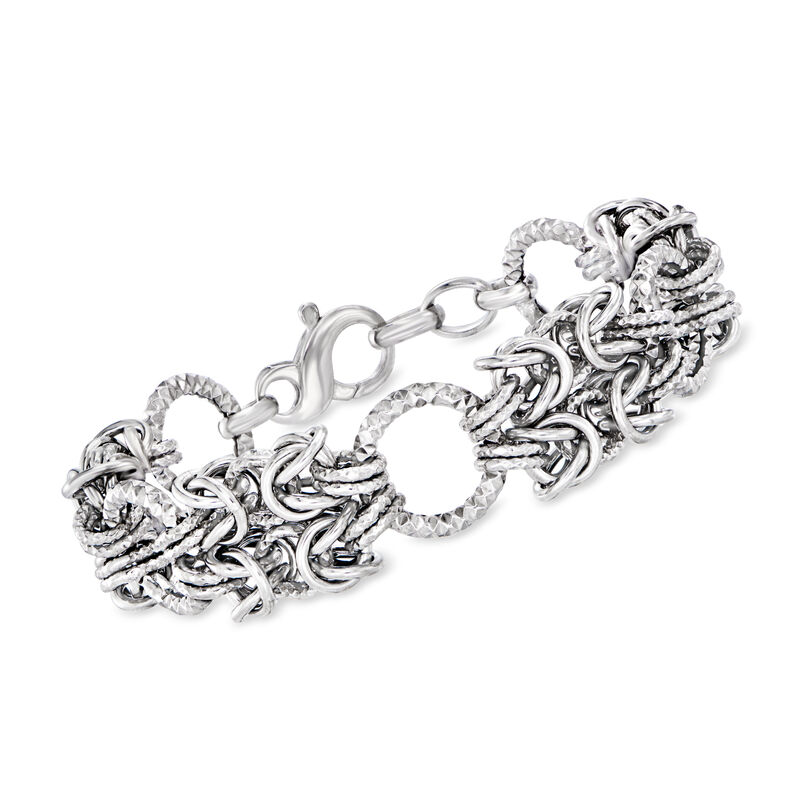 Italian Sterling Silver Byzantine and Textured Circle Bracelet image number 0