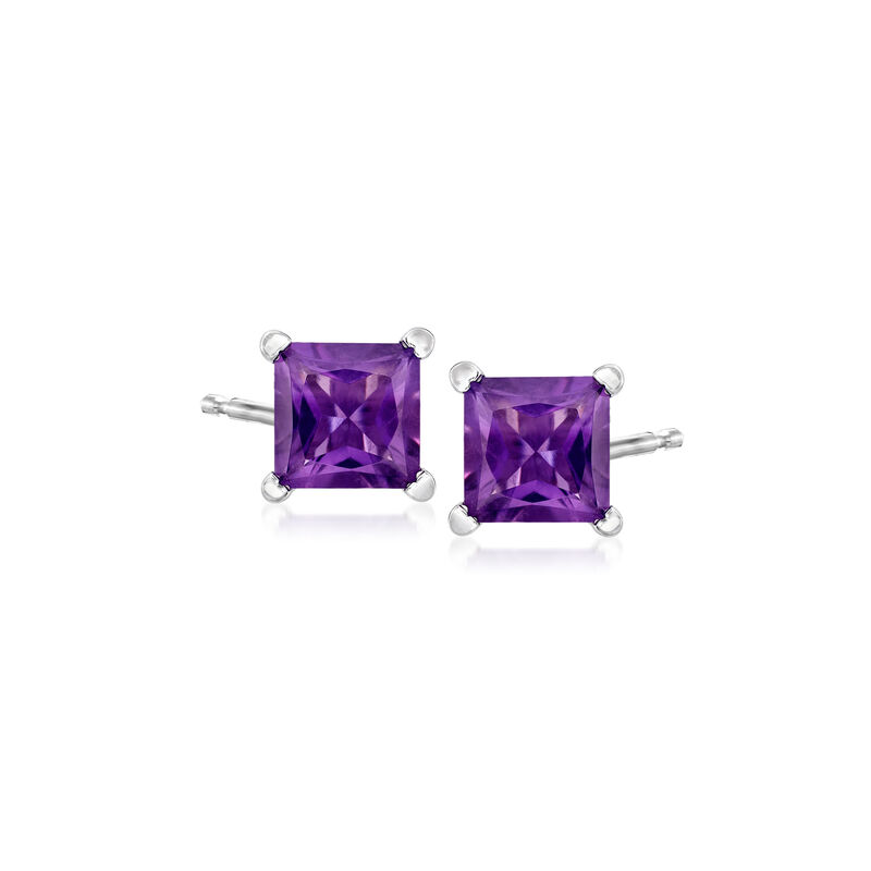 2.00 ct. t.w. Princess-Cut Amethyst Stud Earrings in Sterling Silver image number 0