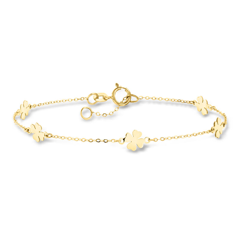 Italian 10kt Yellow Gold Clover Station Bracelet image number 0