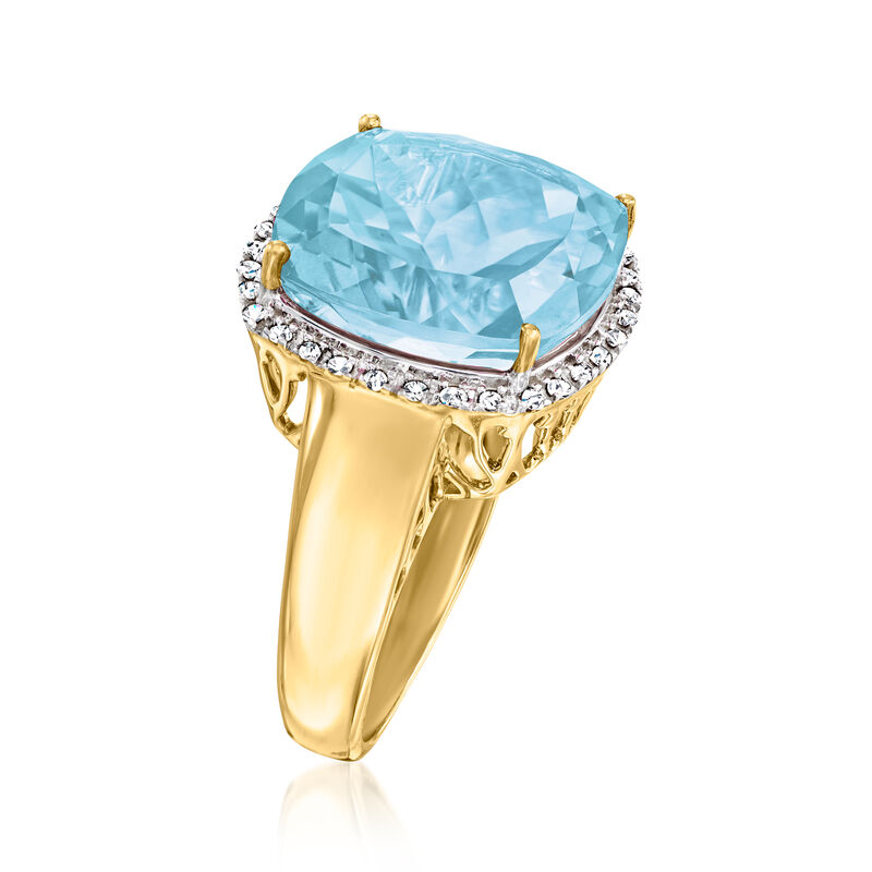 18.00 Carat Sky Blue Topaz and .17 ct. t.w. Diamond Frame Ring in 14kt Yellow Gold image number 2