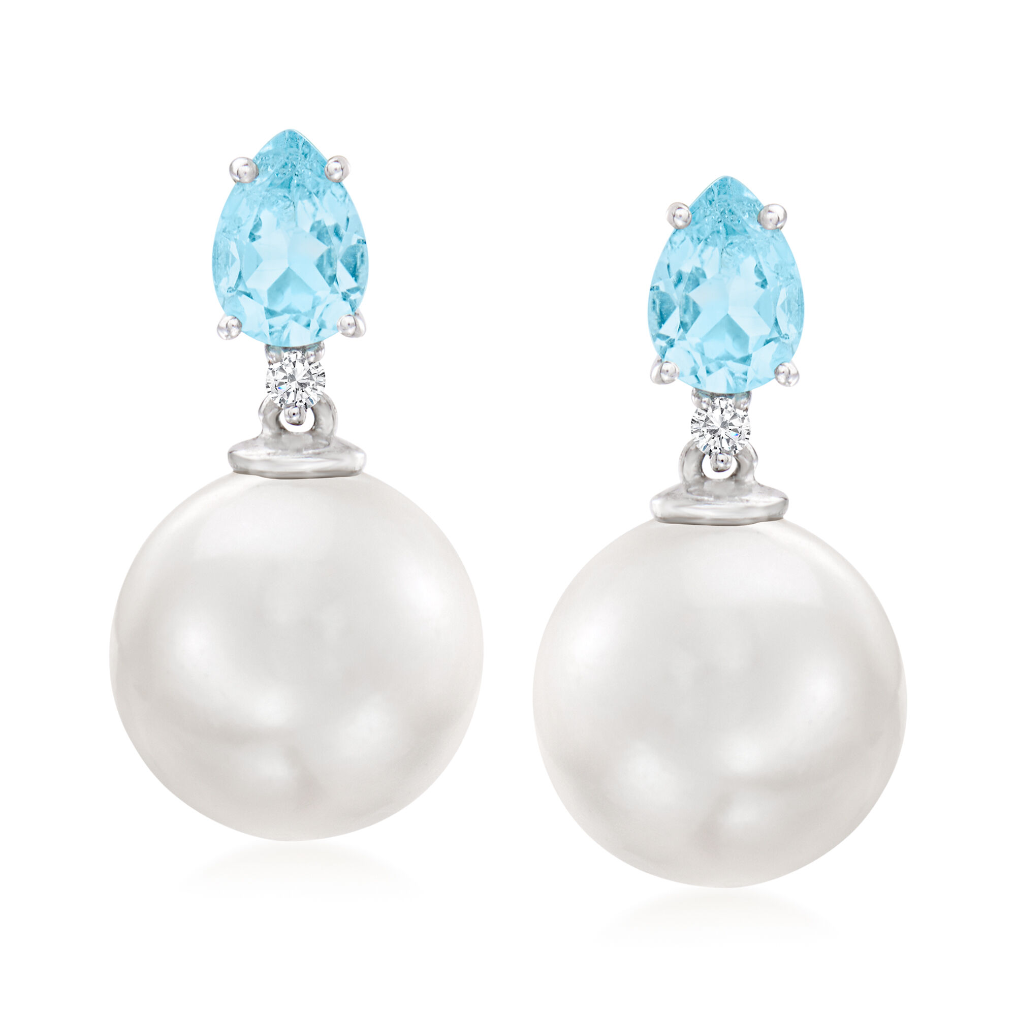 12mm Cultured Pearl and 2.00 ct. t.w. Sky Blue Topaz Drop