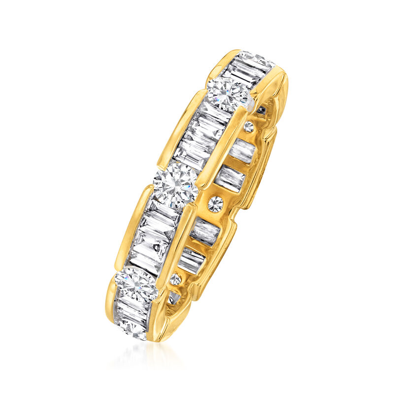 2.00 ct. t.w. Baguette and Round Diamond Eternity Band in 14kt Yellow Gold image number 2