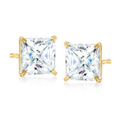 3.00 ct. t.w. Princess-Cut CZ Stud Earrings in 14kt Yellow Gold