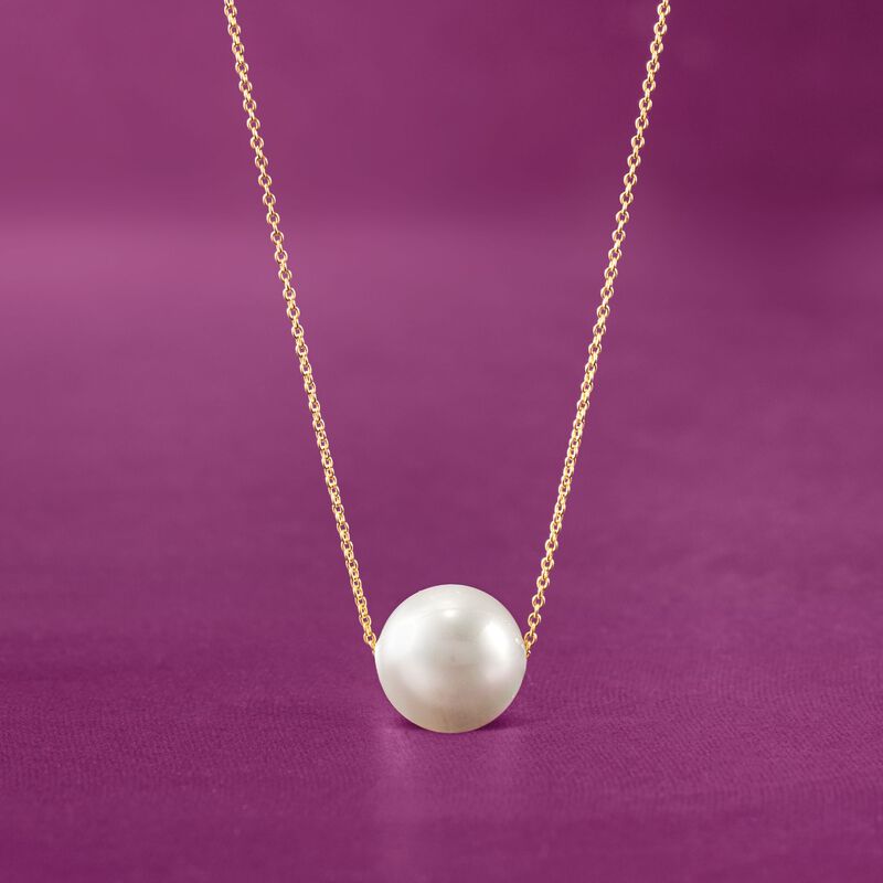 16mm Shell Pearl Solitaire Necklace in 18kt Gold Over Sterling image number 2