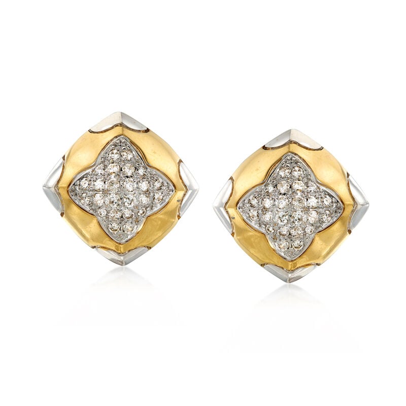 C. 1980 Vintage .70 ct. t.w. Diamond Earrings in 18kt Two-Tone Gold image number 0