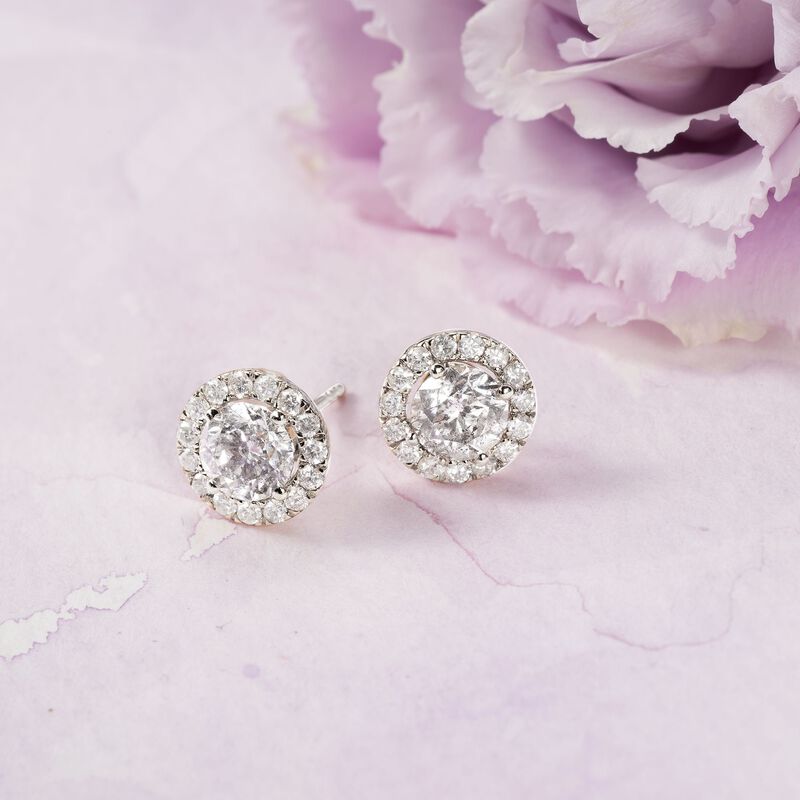 2.00 ct. t.w. Diamond Halo Earrings in 14kt White Gold image number 2