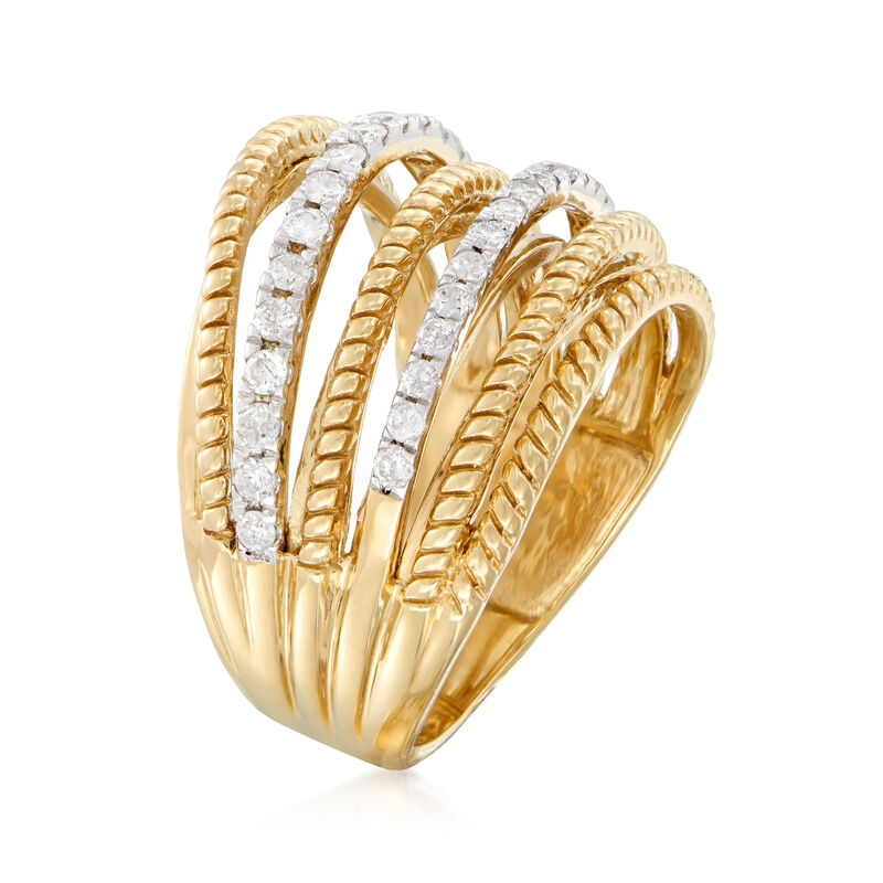 .50 ct. t.w. Diamond Multi-Row Ring in 18kt Gold Over Sterling image number 2