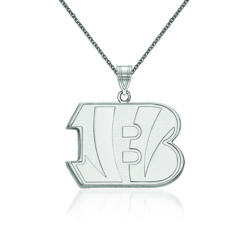 14kt White Gold NFL Cincinnati Bengals Pendant Necklace. 18&quot; image number 0
