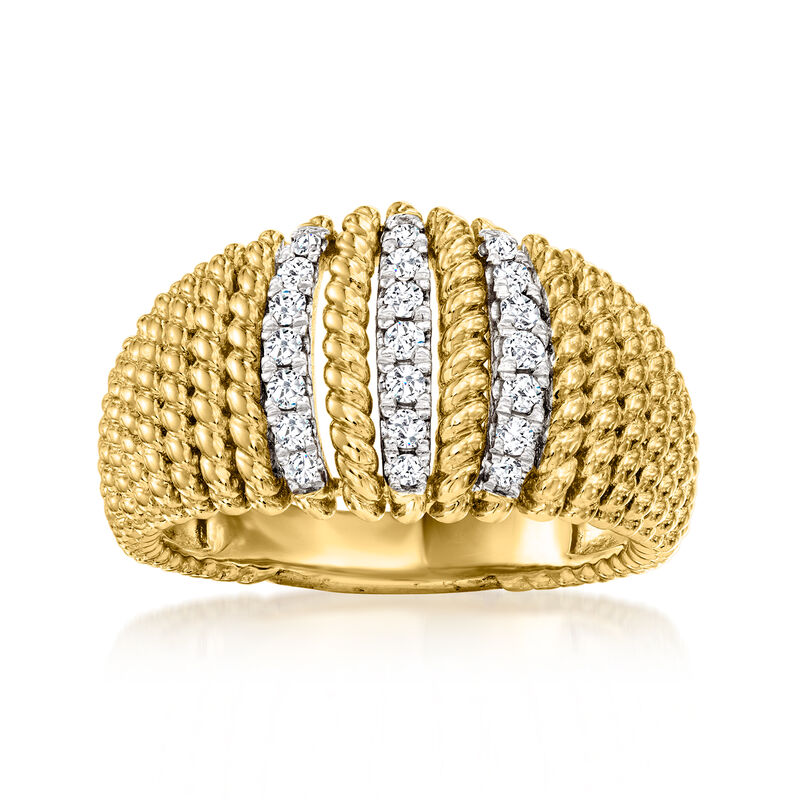 .25 ct. t.w. Diamond Roped Ring in 18kt Gold Over Sterling image number 0