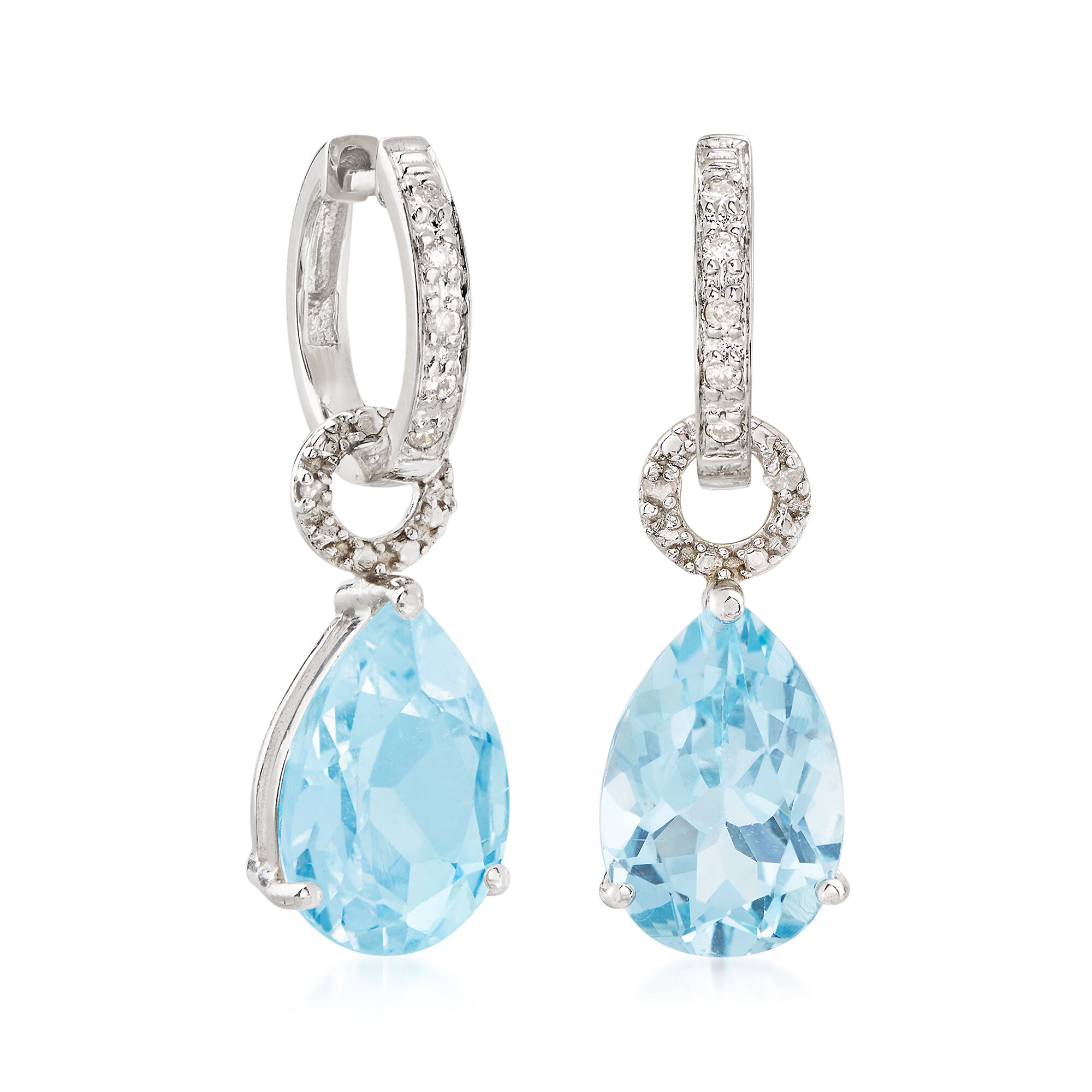 アクセサリー Pear Shaped Stone Ear Charms 6.50 ct. t.w. Blue Topaz Pear-Shaped Earring Charms in Sterling