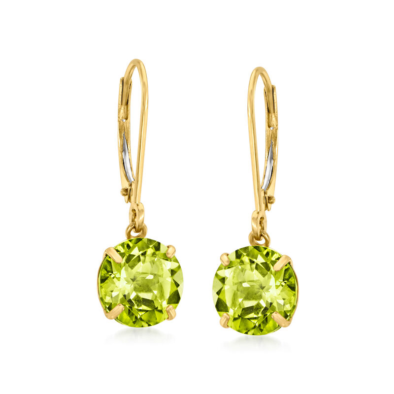 3.90 ct. t.w. Peridot Drop Earrings in 14kt Yellow Gold image number 0