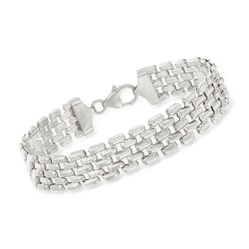 Italian Sterling Silver Panther-Link Bracelet image number 0
