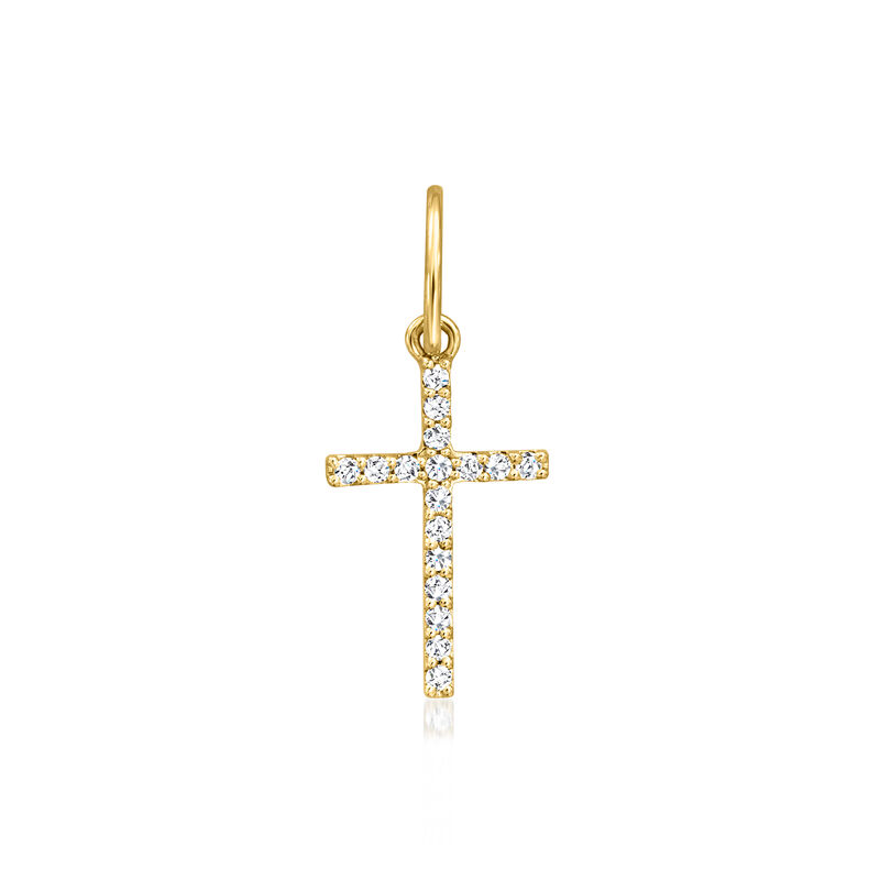 .10 ct. t.w. Diamond Cross Charm in 14kt Yellow Gold image number 1