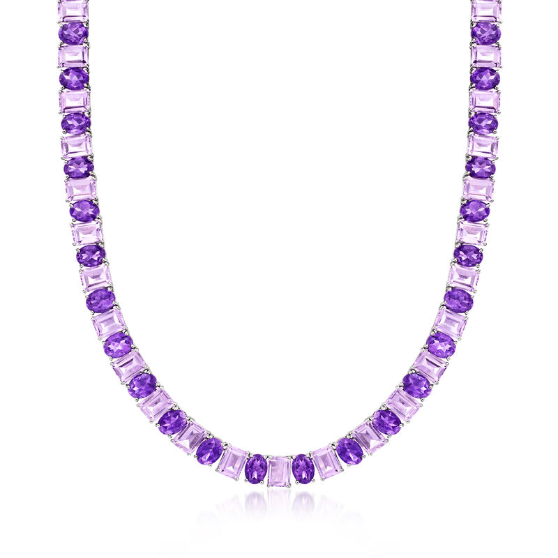 52.00 ct. t.w. Amethyst Necklace in Sterling Silver. 18&quot; image number 1