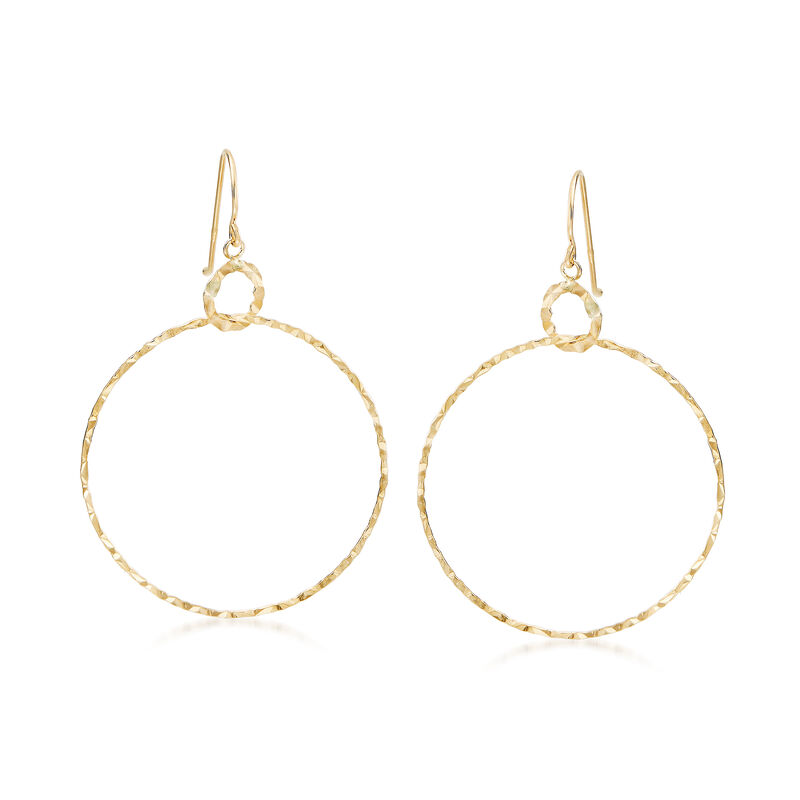 14kt Yellow Gold Double Interlocking Circle Drop Earrings image number 0