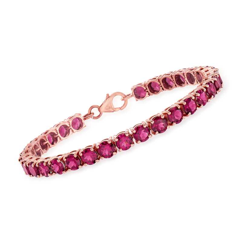 17.00 ct. t.w. Rhodolite Garnet Tennis Bracelet in 18kt Rose Gold Over Sterling image number 0