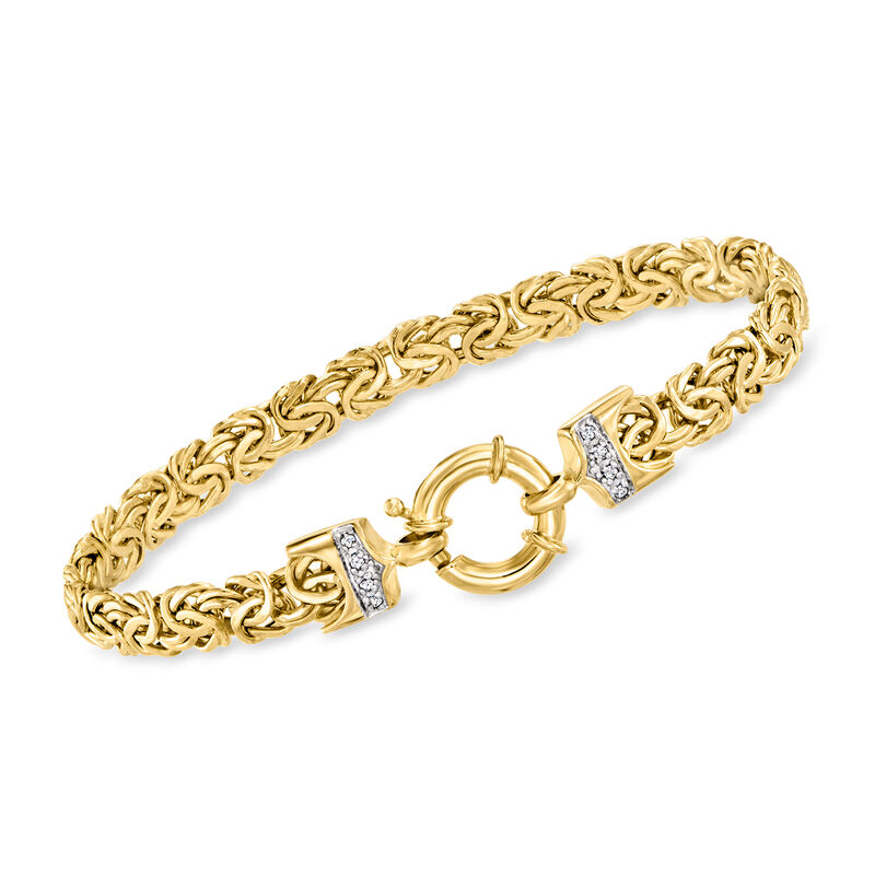 14kt Yellow Gold Byzantine Bracelet with Diamonds image number 0