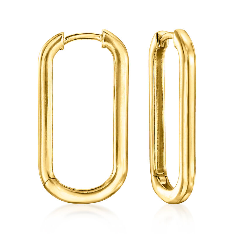 Italian 18kt Gold Over Sterling Large Paper Clip Link Hoop Earrings. 1 1/8&quot; image number 0
