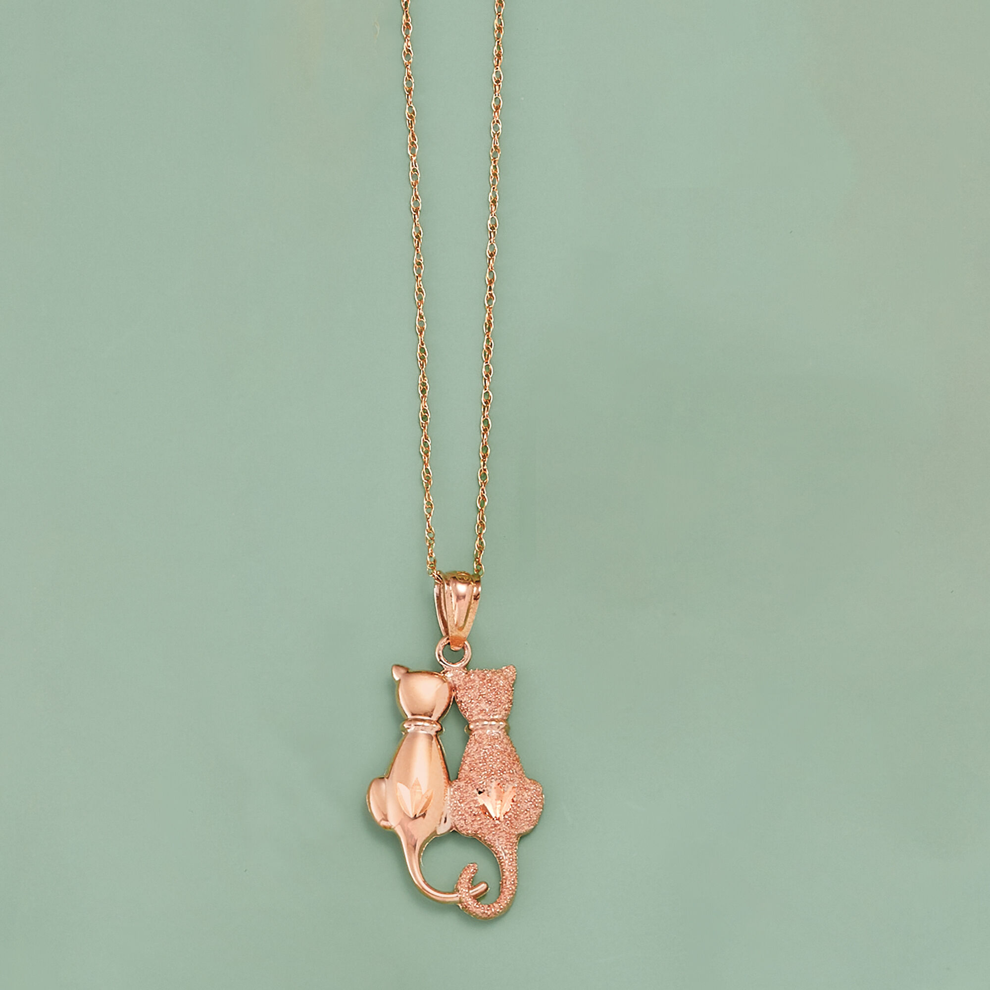 Rose gold cat pendant outlet