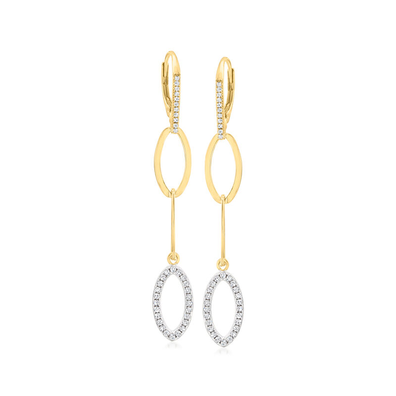 Charles Garnier "Marquise" .50 ct. t.w. CZ Marquise Drop Earrings in Two-Tone Sterling image number 0