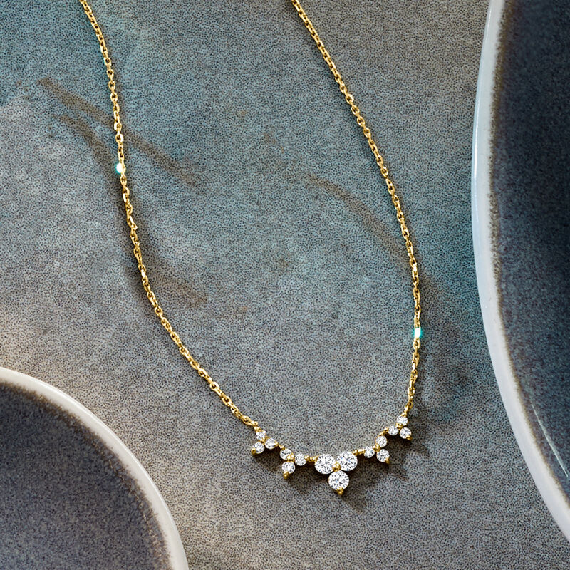 .25 ct. t.w. Diamond Curved Bar Necklace in 14kt Yellow Gold image number 2