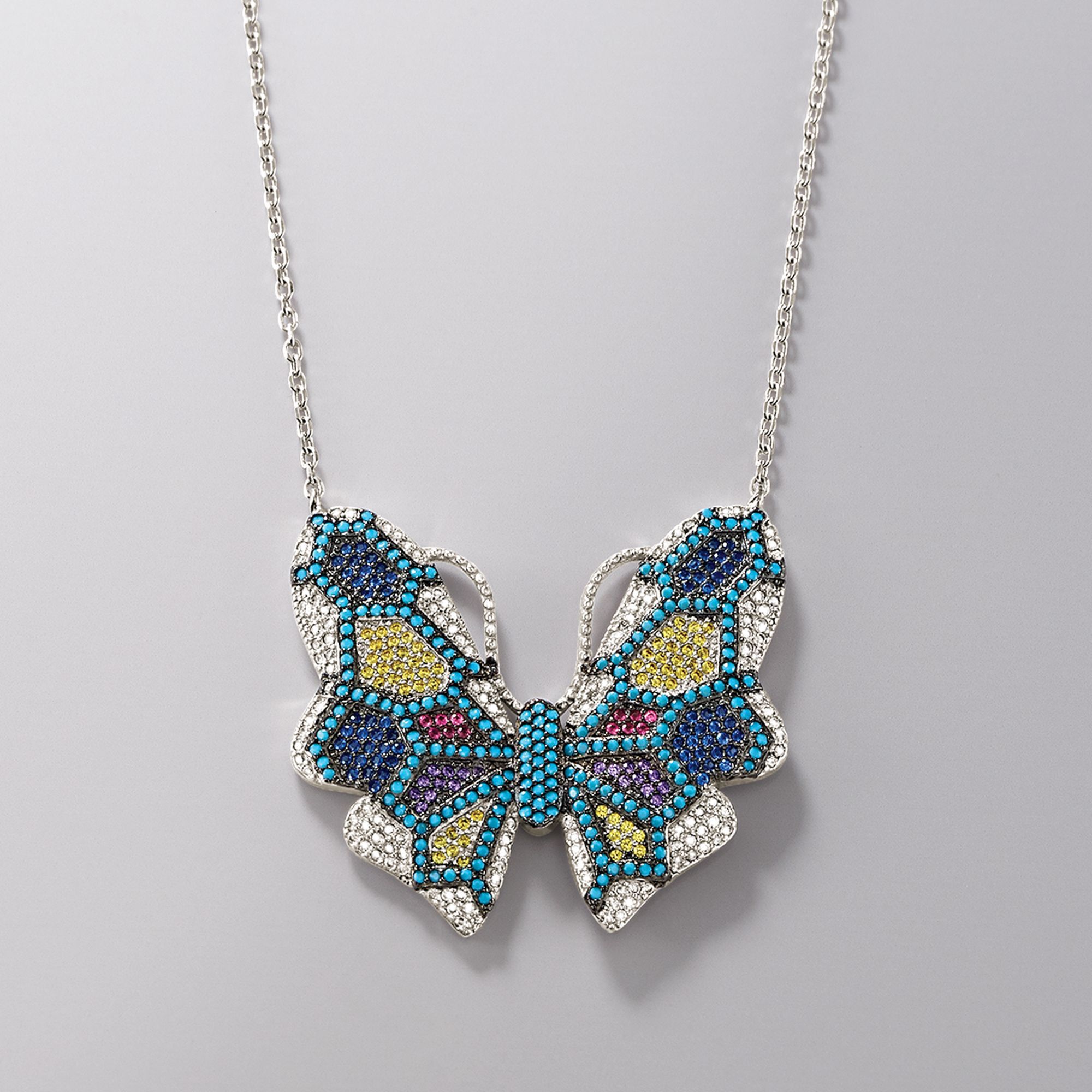 1.00 ct. t.w. Multicolored CZ and Multi-Stone Butterfly