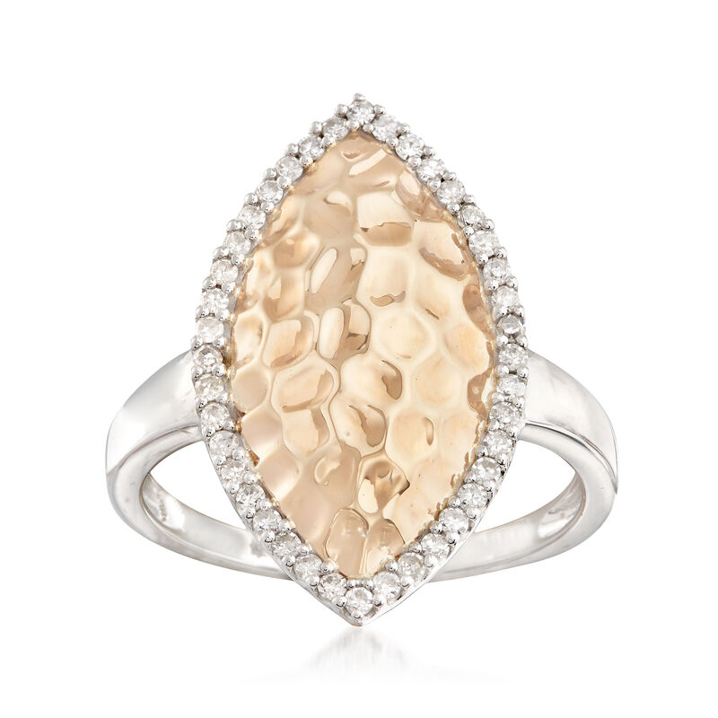 .25 ct. t.w. Diamond and 14kt Two-Tone Gold Textured Marquise Ring image number 0
