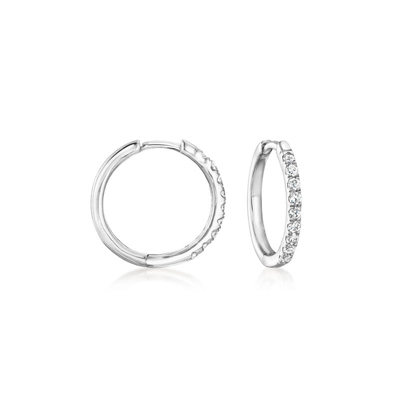 Diamond Clicker Hoop Earrings in Sterling Silver image number 1