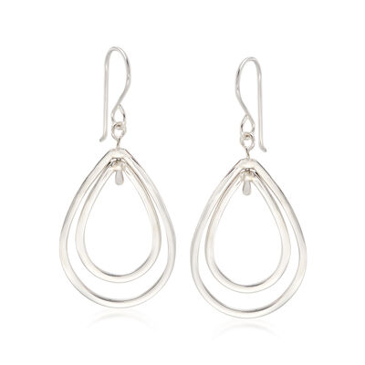 Zina Sterling Silver "Wired" Double Pear-Shaped Drop Earrings